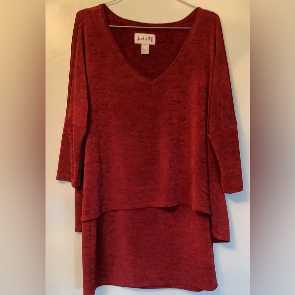Joseph Ribkoff Deep Red Layered Tunic